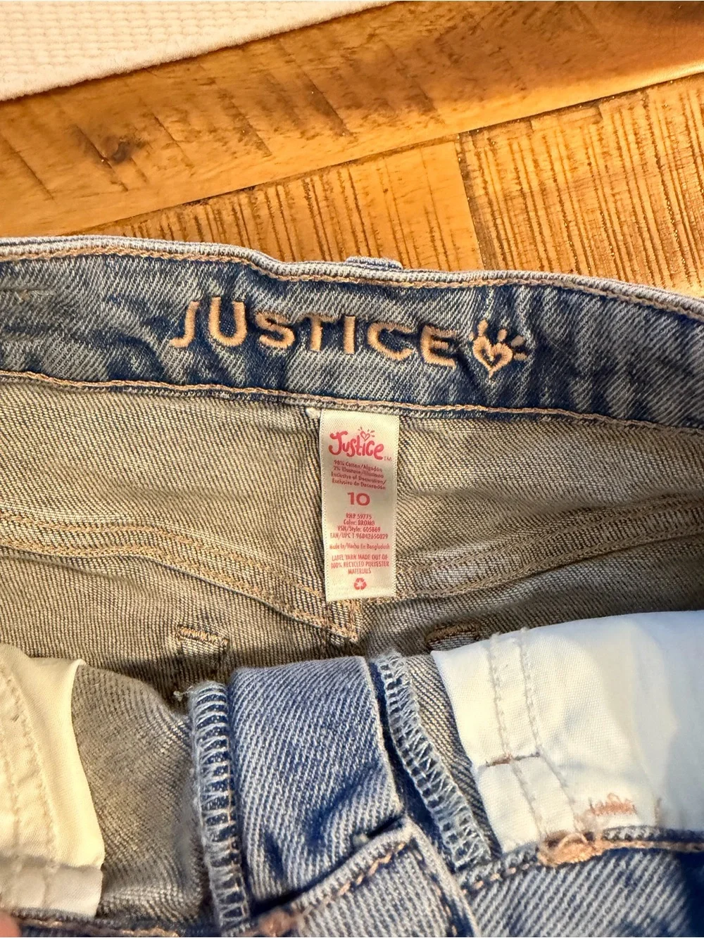 Girls justice size 10 Jean shorts distressed